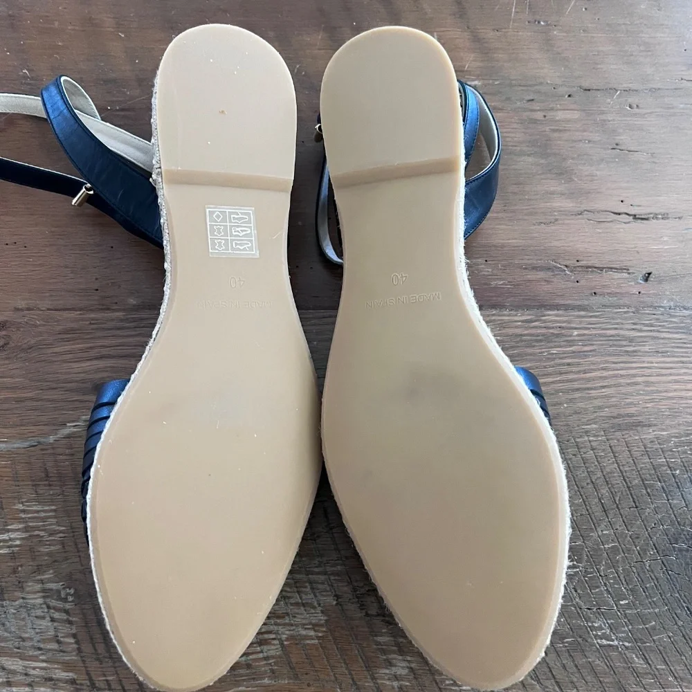 Club Monaco Black Woven Espadrille Slingback Flats